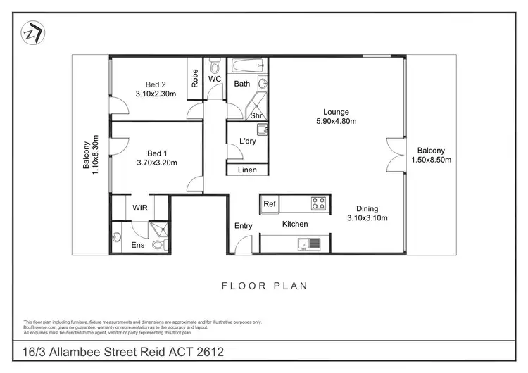 Floorplan of Homely apartment listing, 16/3 Allambee Street, Reid ACT 2612