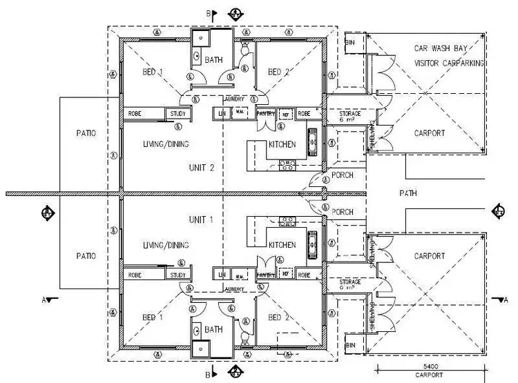 Floorplan of Homely semi-detached listing, 1&2/16 Crowder Street, Garbutt QLD 4814