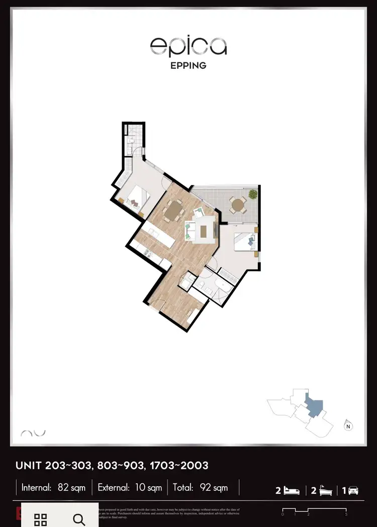 Floorplan of Homely apartment listing, Level 19/2 Cambridge Street, Epping NSW 2121