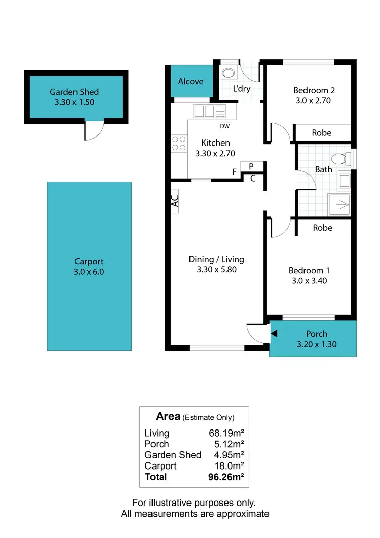 Floorplan of Homely unit listing, 1/2 Douglas Avenue, Reynella SA 5161