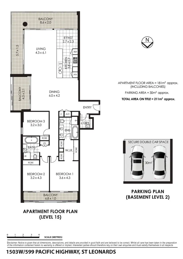 Floorplan of Homely apartment listing, 1503W/599 Pacific Highway, St Leonards NSW 2065