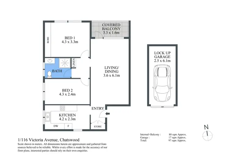 Floorplan of Homely apartment listing, 1/116 Victoria Avenue, Chatswood NSW 2067