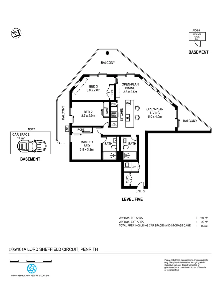 Floorplan of Homely unit listing, 505/101A Lord Sheffield Circuit, Penrith NSW 2750