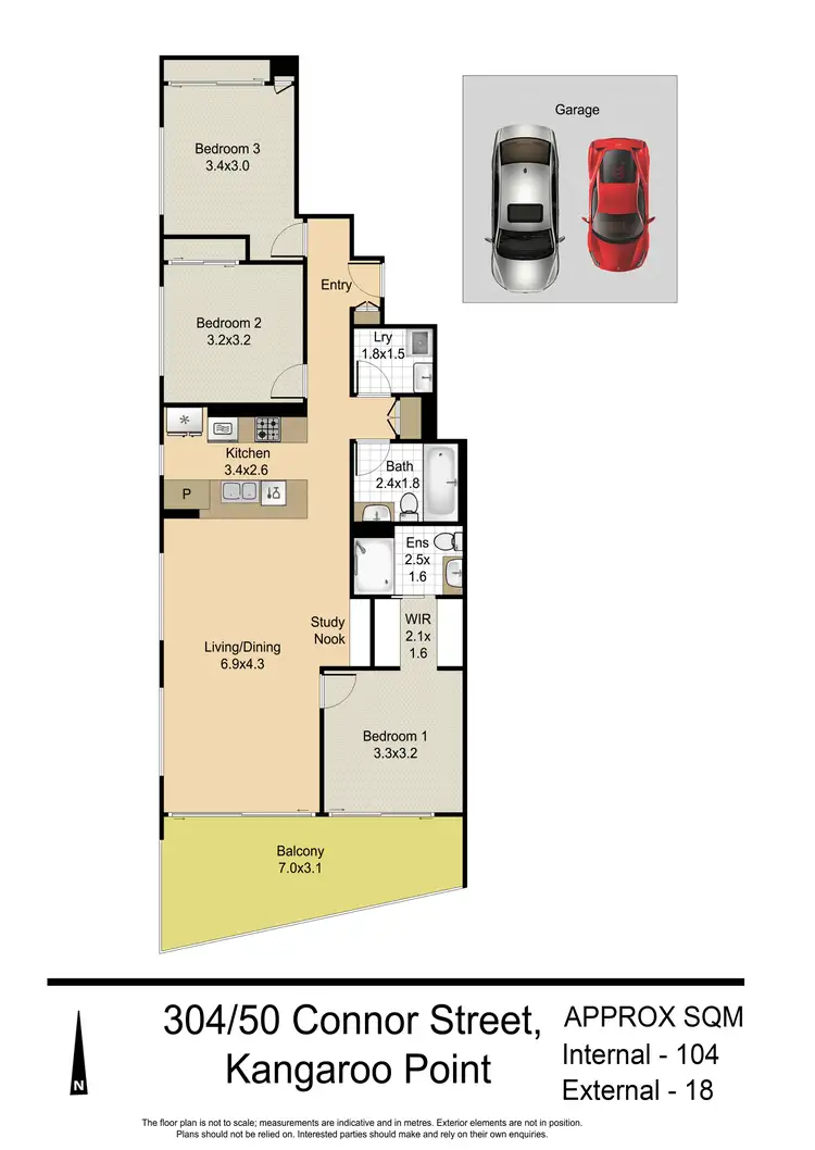 Floorplan of Homely apartment listing, 304/50 Connor Street, Kangaroo Point QLD 4169