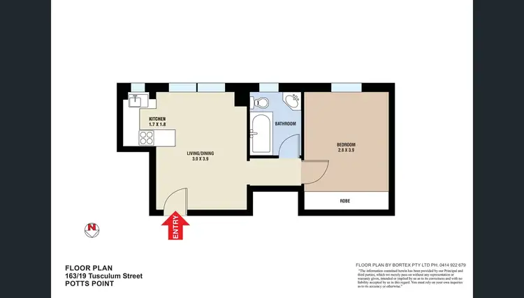 Floorplan of Homely apartment listing, 163/19 Tusculum Street, Potts Point NSW 2011