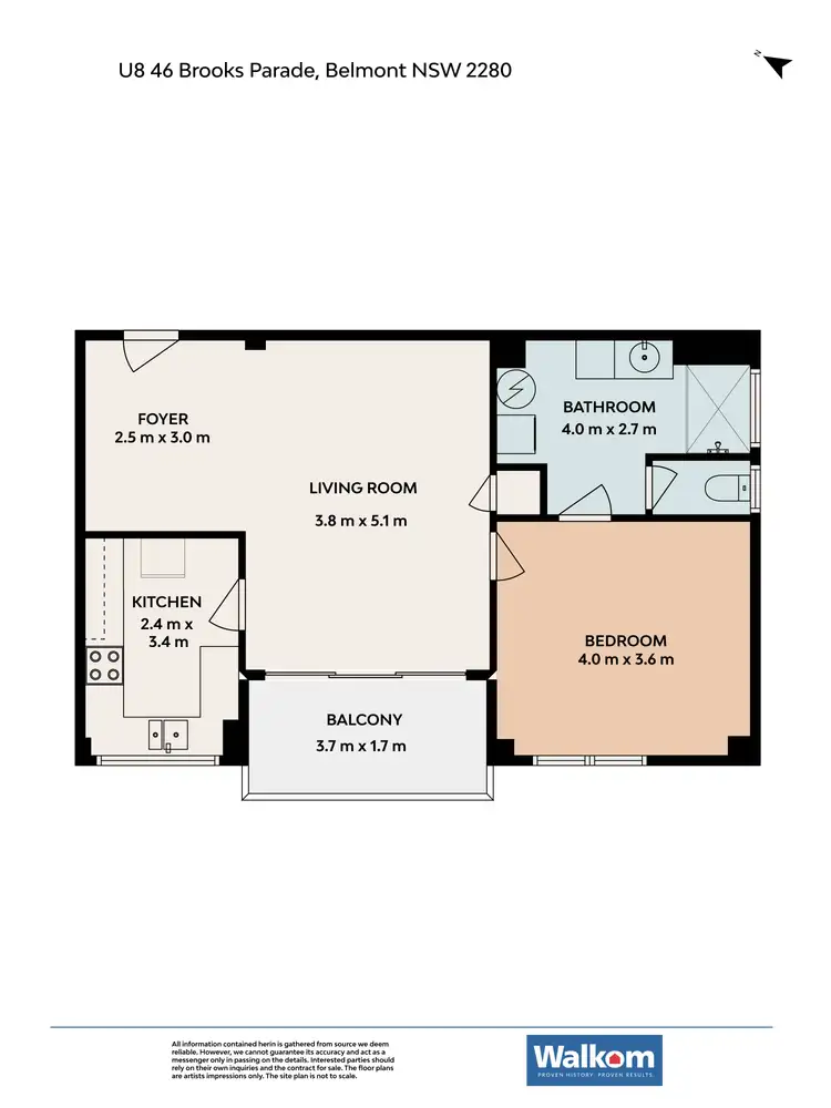 Floorplan of Homely unit listing, 8/46 Brooks Parade, Belmont NSW 2280
