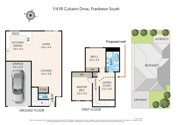 Floorplan of Homely townhouse listing, 1/41B Culcairn Drive, Frankston South VIC 3199