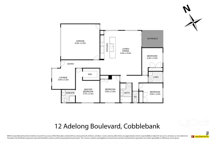 Floorplan of Homely house listing, 12 Adelong Boulevard, Cobblebank VIC 3338