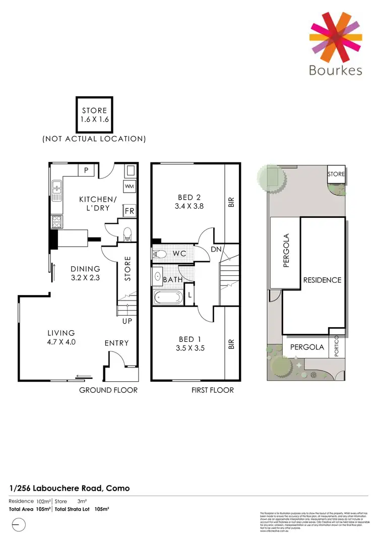 Floorplan of Homely townhouse listing, 1/256 Labouchere Road, Como WA 6152