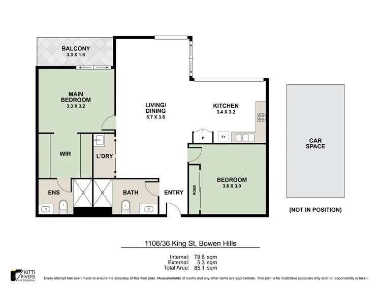Floorplan of Homely unit listing, N1106/36 King Street, Bowen Hills QLD 4006