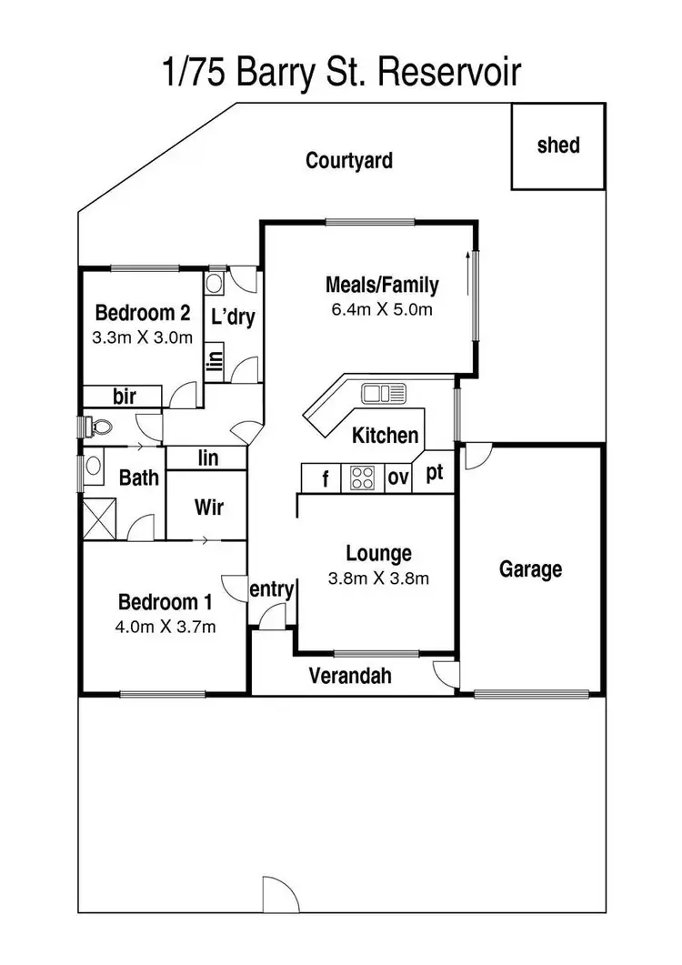 Floorplan of Homely semi-detached listing, 1/75 Barry Street, Reservoir VIC 3073