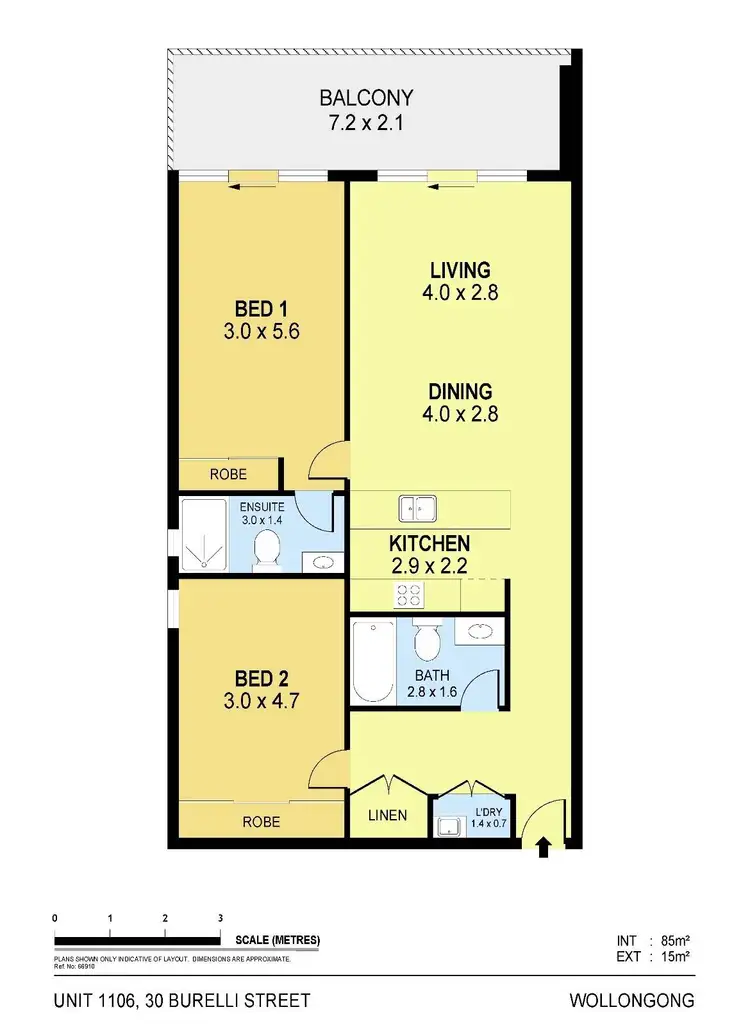 Floorplan of Homely apartment listing, 1106/30 Burelli Street, Wollongong NSW 2500
