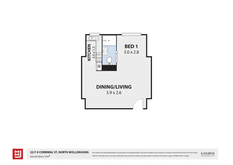 Floorplan of Homely studio listing, 22/7-9 Corrimal Street, Wollongong NSW 2500