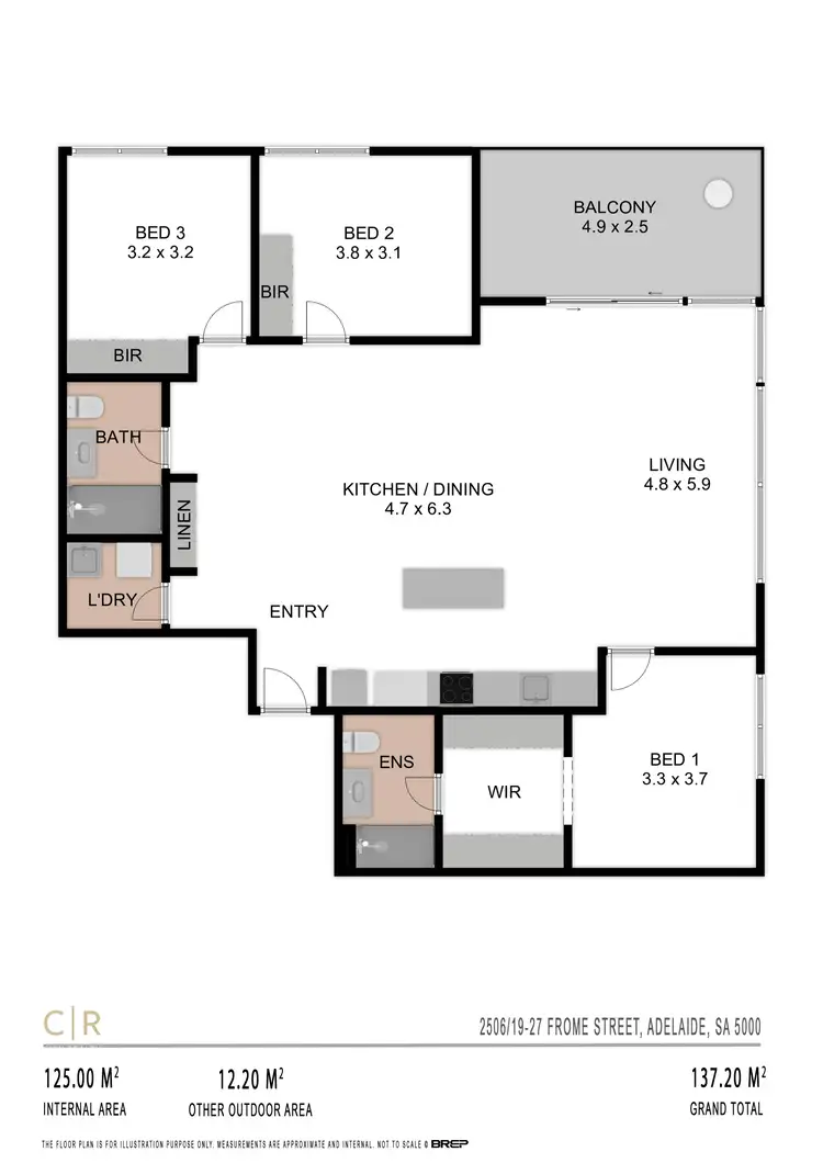 Floorplan of Homely apartment listing, 2506/19 Frome Street, Adelaide SA 5000