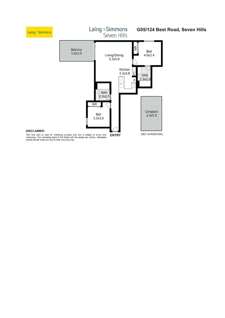 Floorplan of Homely apartment listing, G05/124 Best Road, Seven Hills NSW 2147