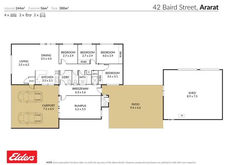 Floorplan of Homely house listing, 42 Baird Street, Ararat VIC 3377