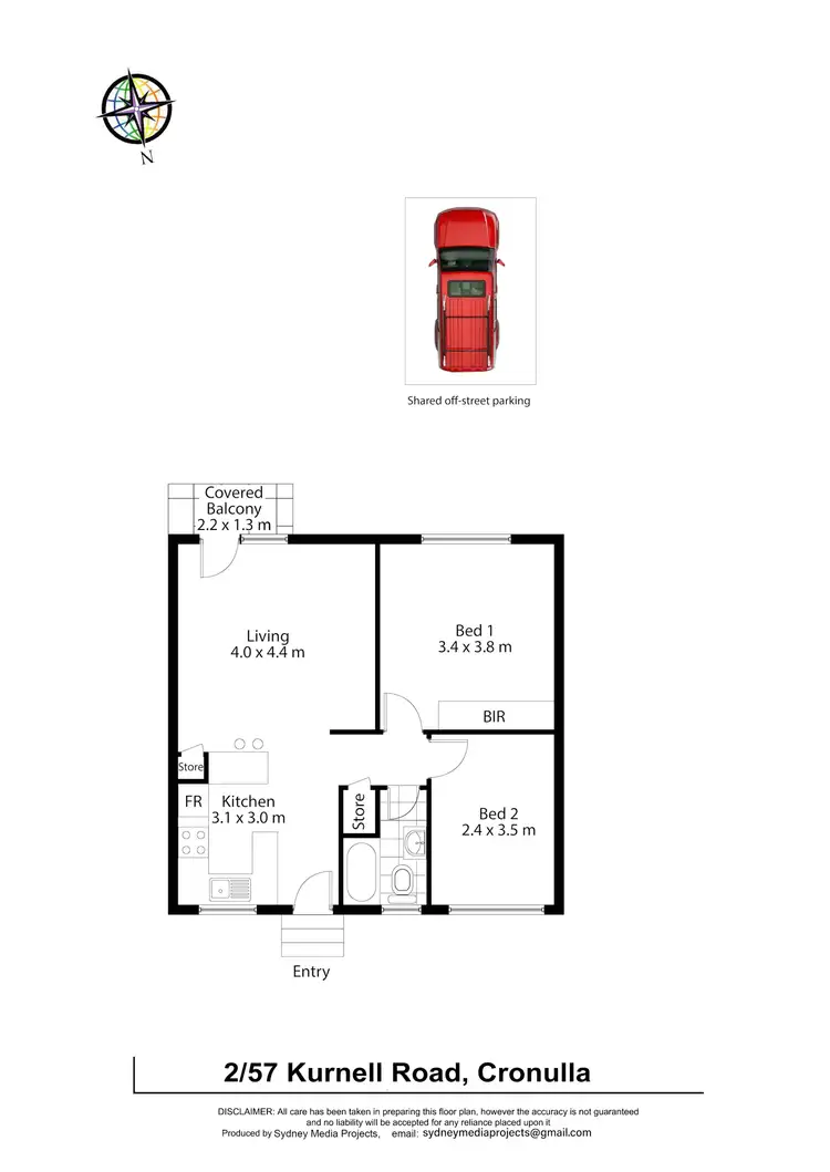 Floorplan of Homely unit listing, 2/57 Kurnell Road, Cronulla NSW 2230