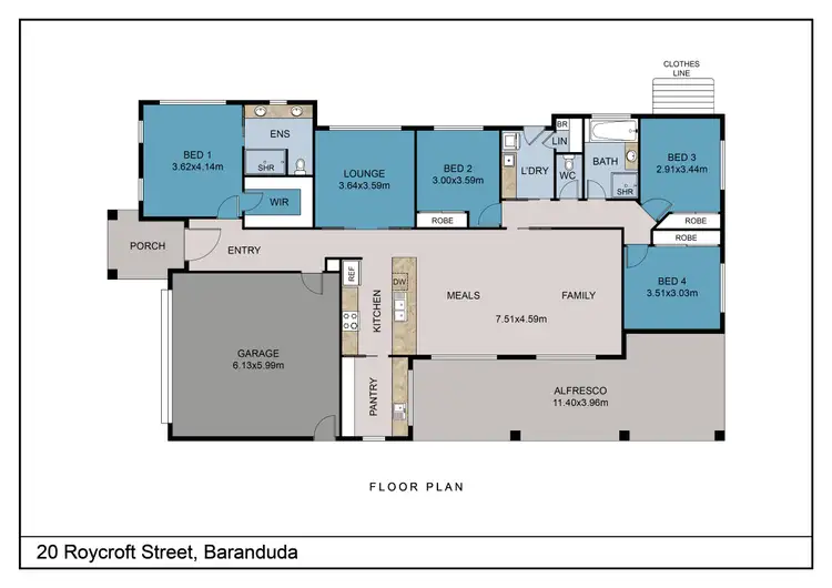 Floorplan of Homely house listing, 20 Roycroft Street, Baranduda VIC 3691
