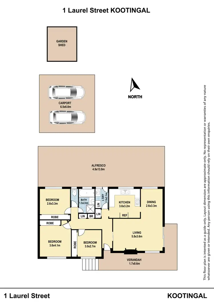 Floorplan of Homely house listing, 1 Laurel Street, Kootingal NSW 2352