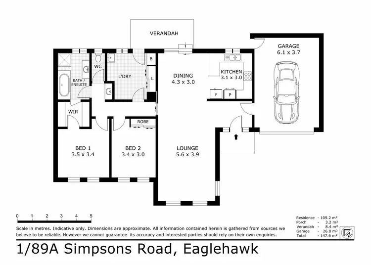 Floorplan of Homely unit listing, 1/89A Simpsons Road, Eaglehawk VIC 3556