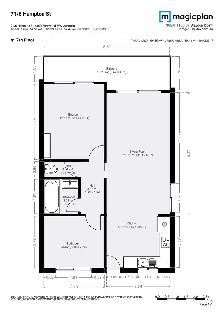 Floorplan of Homely apartment listing, 71/6 Hampton Street, Burswood WA 6100