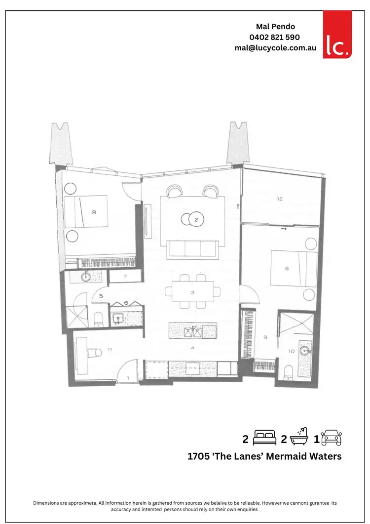 Floorplan of Homely apartment listing, 1705/2 The Lanes Boulevard, Mermaid Waters QLD 4218