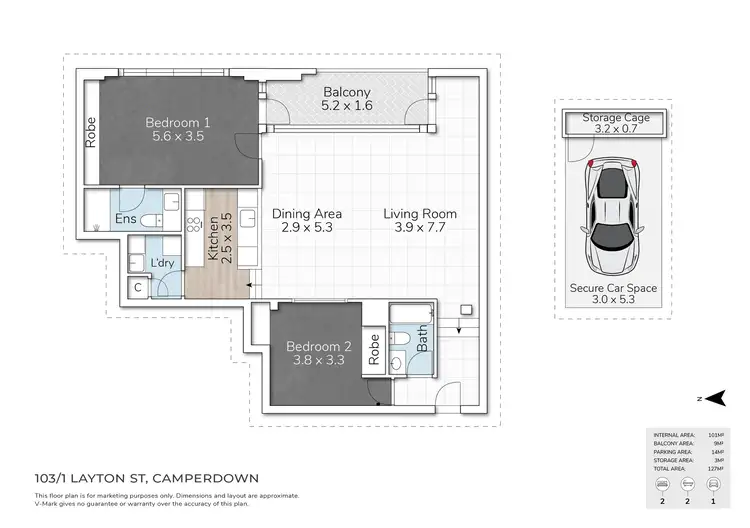 Floorplan of Homely unit listing, 103/1 Layton Street, Camperdown NSW 2050