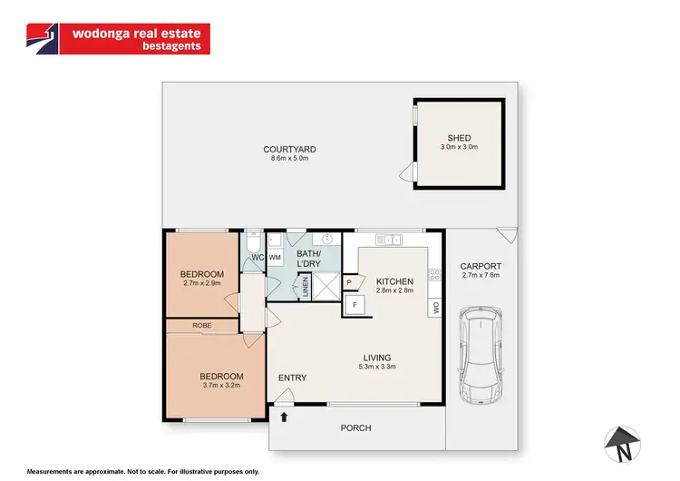 Floorplan of Homely unit listing, 2/1 McKibbin Court, Wodonga VIC 3690