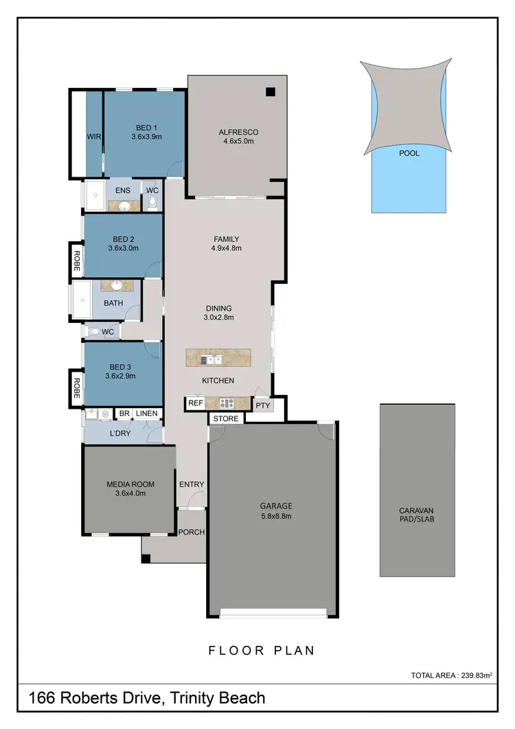 Floorplan of Homely house listing, 166 Roberts Drive, Trinity Beach QLD 4879