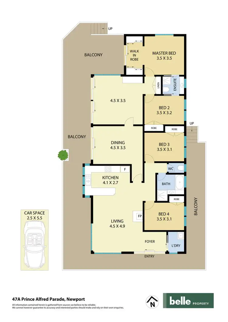 Floorplan of Homely semi-detached listing, 47A Prince Alfred Parade, Newport NSW 2106