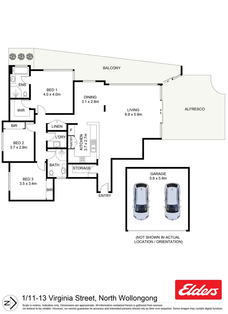 Floorplan of Homely unit listing, 1/11-13 Virginia Street, North Wollongong NSW 2500