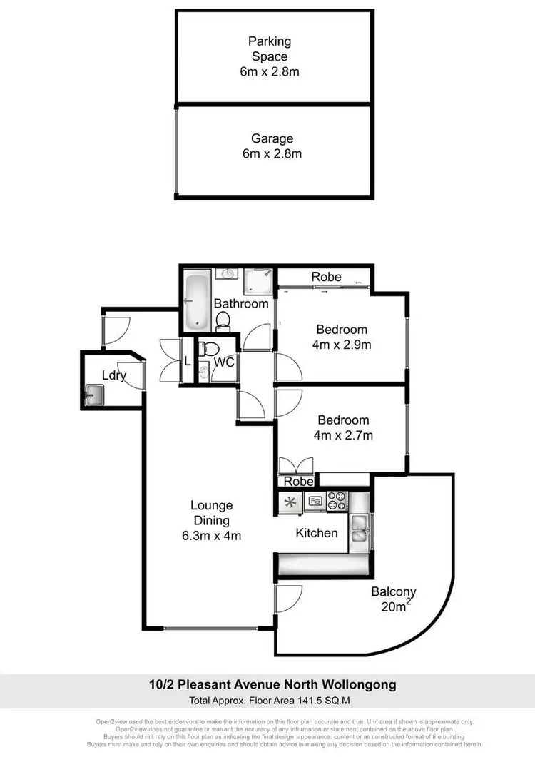 Floorplan of Homely unit listing, 10/2 Pleasant Avenue, North Wollongong NSW 2500