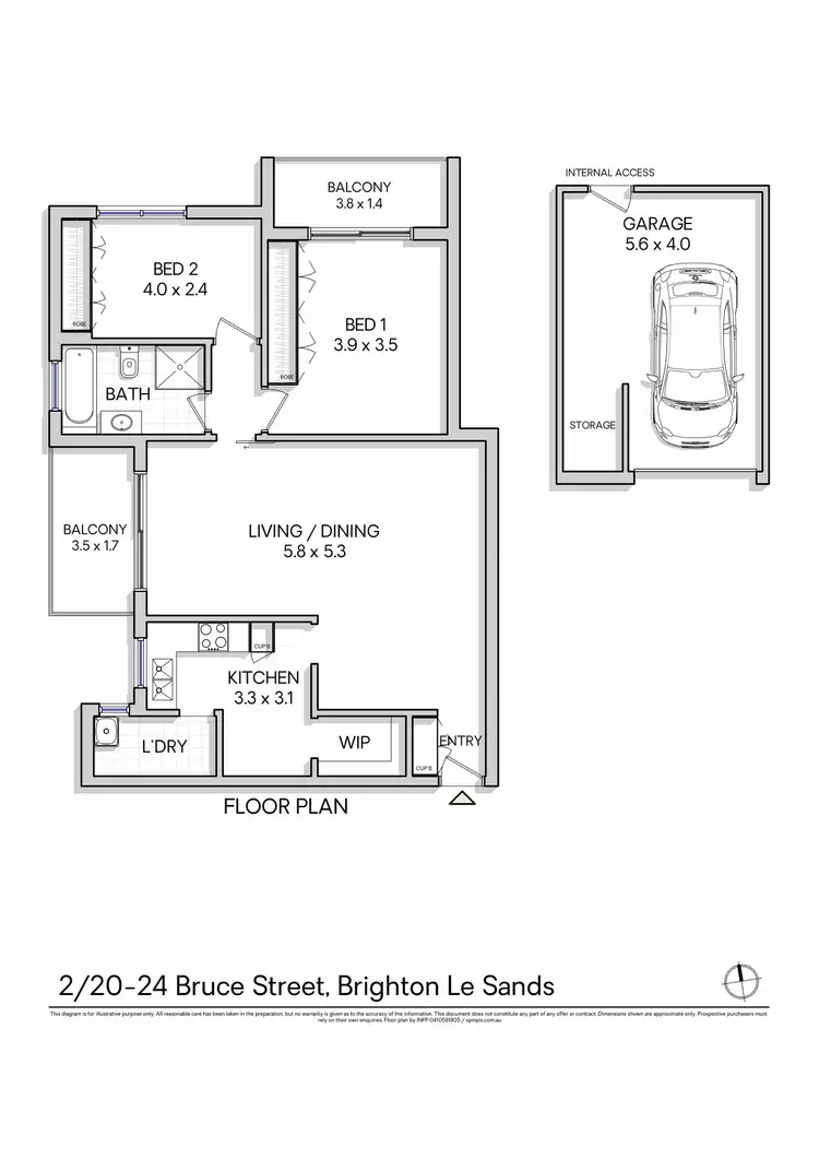 Floorplan of Homely apartment listing, 2/20-24 Bruce Street, Brighton-Le-Sands NSW 2216