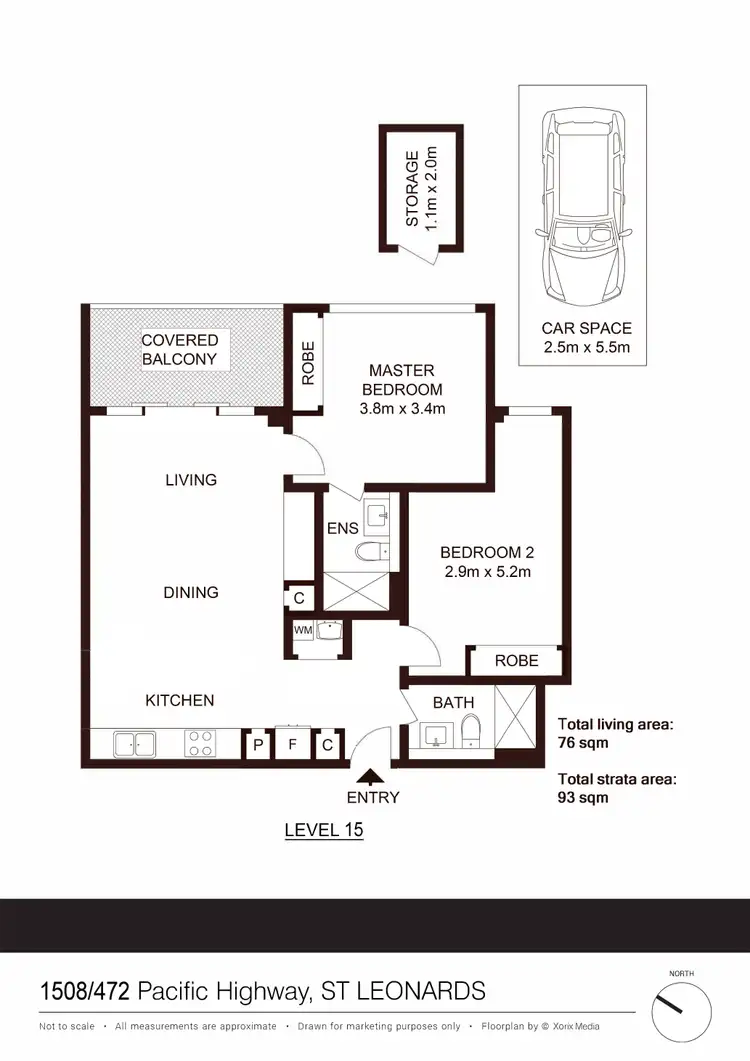 Floorplan of Homely apartment listing, 1508/472 Pacific Highway, St Leonards NSW 2065