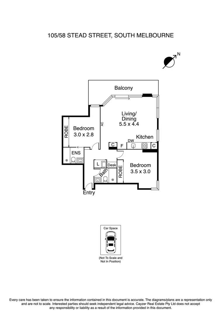 Floorplan of Homely apartment listing, 105/58 Stead Street, South Melbourne VIC 3205
