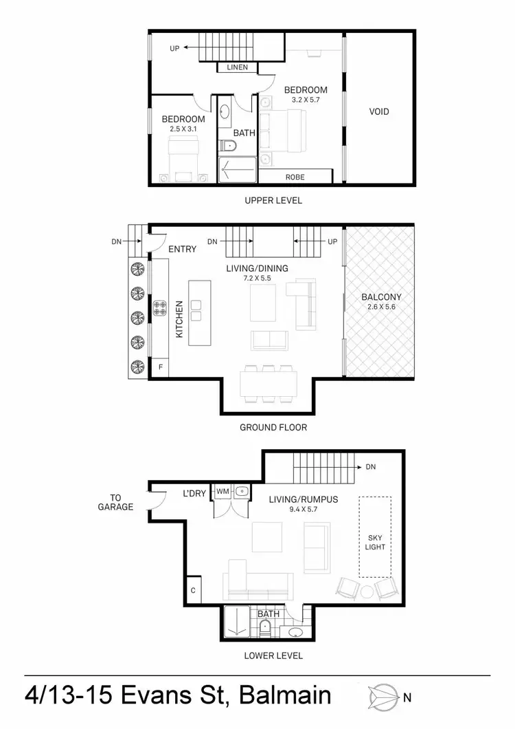 Floorplan of Homely townhouse listing, 4/13-15 Evans Street, Balmain NSW 2041