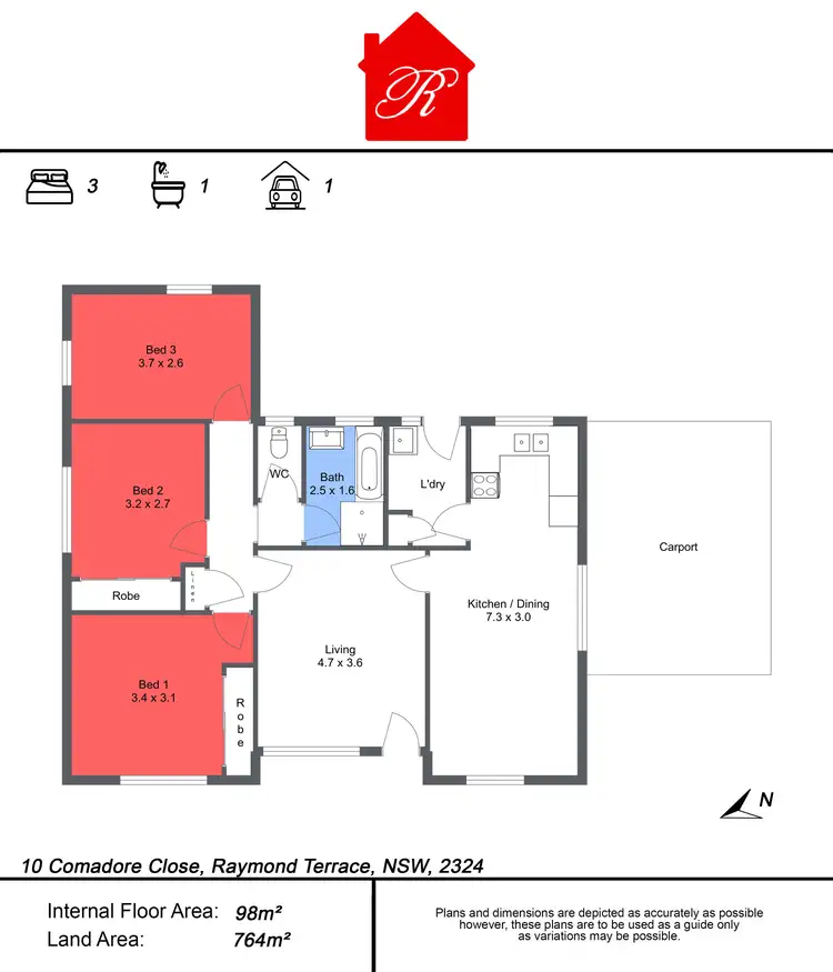 Floorplan of Homely house listing, 10 Comadore Close, Raymond Terrace NSW 2324