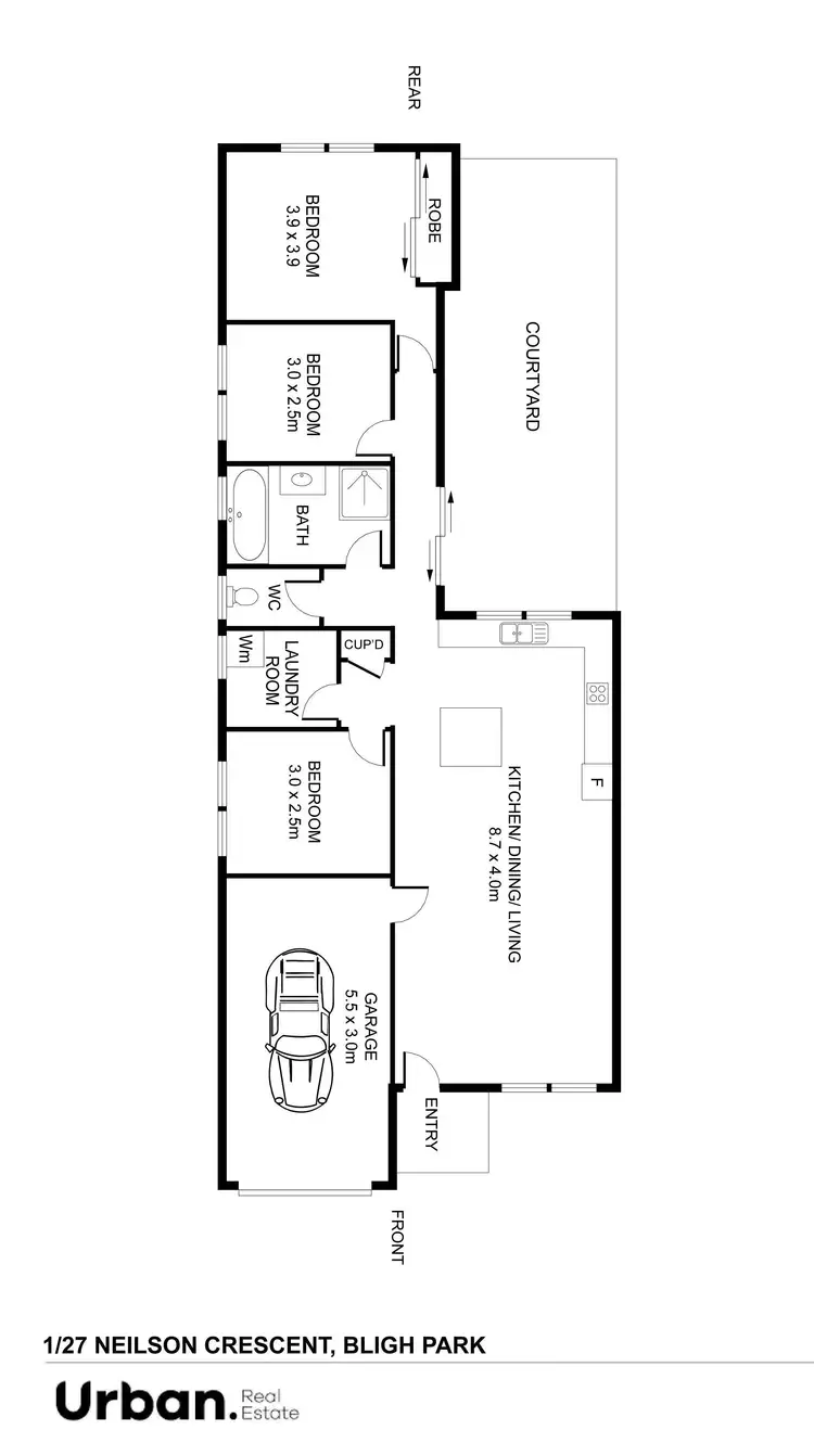 Floorplan of Homely semi-detached listing, 1/27 Neilson Crescent, Bligh Park NSW 2756