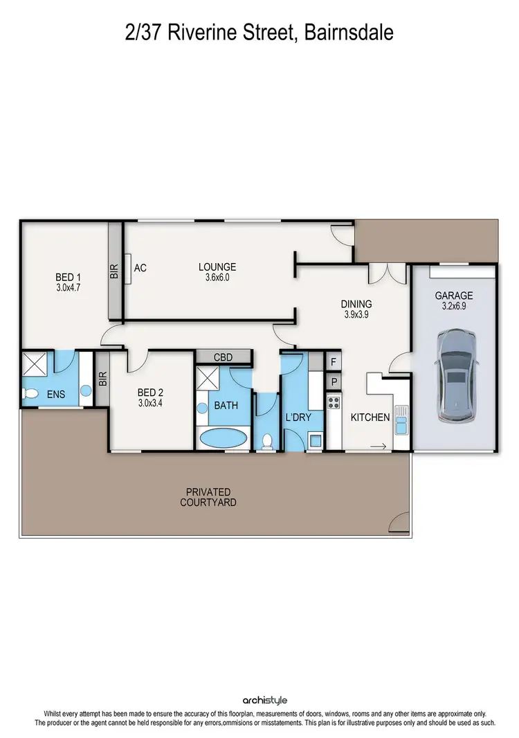 Floorplan of Homely unit listing, 2/37 Riverine Street, Bairnsdale VIC 3875