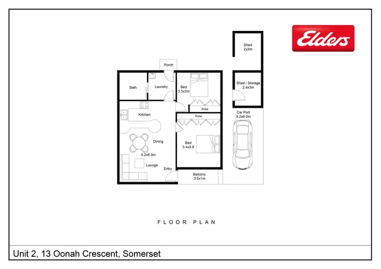 Floorplan of Homely unit listing, 2/13 Oonah Crescent, Somerset TAS 7322