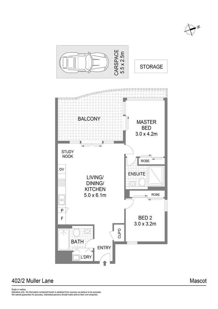 Floorplan of Homely apartment listing, 402/2 Muller Lane, Mascot NSW 2020