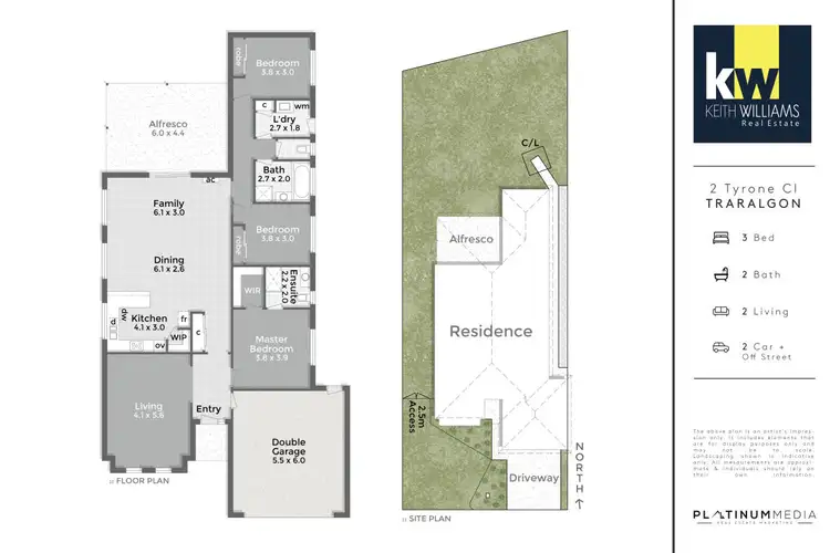 Floorplan of Homely house listing, 2 Tyrone Close, Traralgon VIC 3844