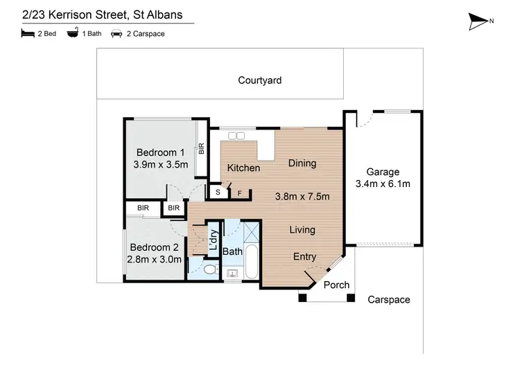 Floorplan of Homely unit listing, 2/23 Kerrison Avenue, St Albans VIC 3021