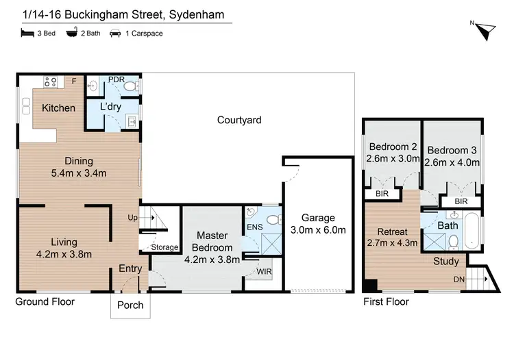 Floorplan of Homely townhouse listing, 1/14-16 Buckingham Street, Sydenham VIC 3037