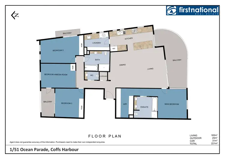 Floorplan of Homely apartment listing, 1/51 Ocean Parade, Coffs Harbour NSW 2450