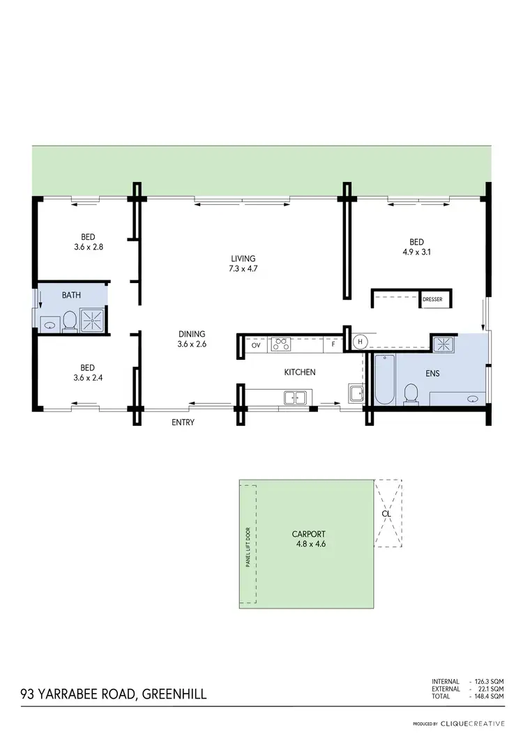 Floorplan of Homely house listing, 93 Yarrabee Road, Greenhill SA 5140