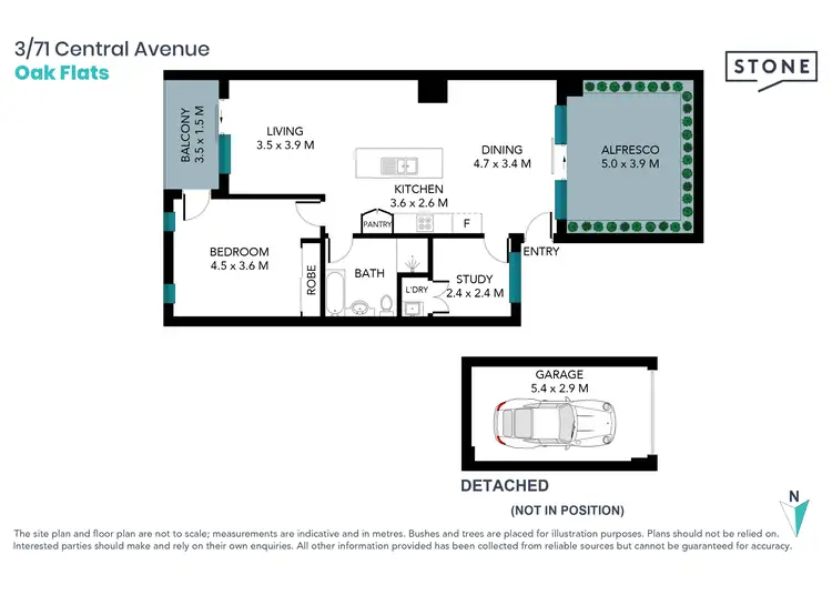 Floorplan of Homely unit listing, 3/71 Central Avenue, Oak Flats NSW 2529