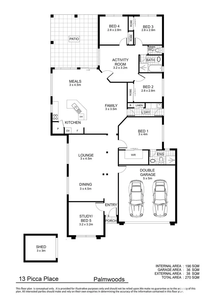 Floorplan of Homely house listing, 13 Picca Place, Palmwoods QLD 4555