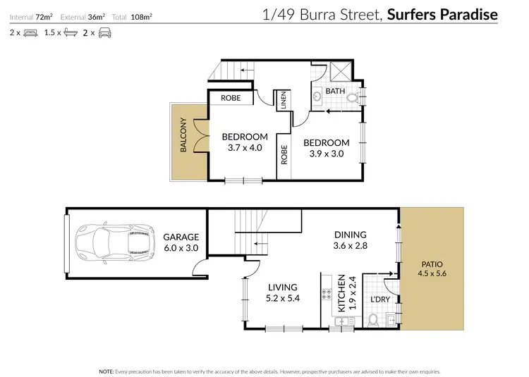 Floorplan of Homely villa listing, 1/49 Burra Street, Surfers Paradise QLD 4217