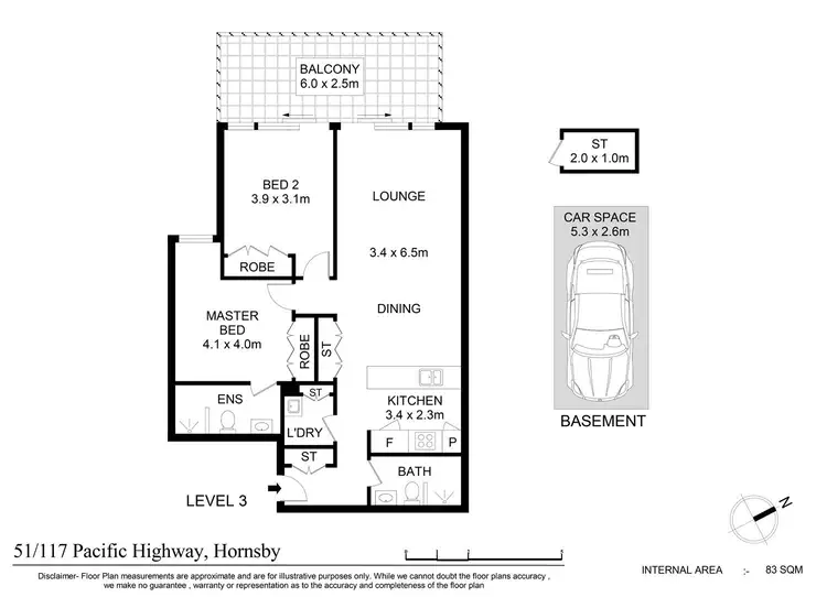 Floorplan of Homely apartment listing, 51/117-119 Pacific Highway, Hornsby NSW 2077